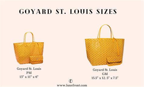 goyard st louis pm tote|goyard tote bag size comparison.